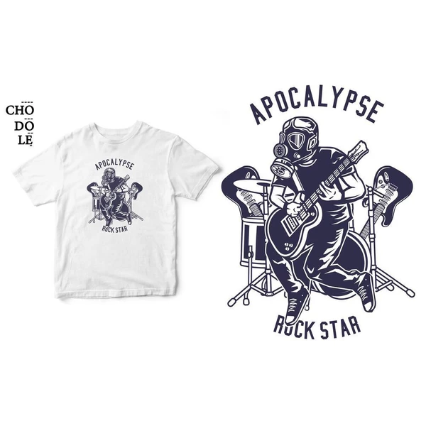 Áo thun tay ngắn unisex Chodole cho cả nam và nữ, chất liệu vải cotton in hình Apocalypse Rock Star