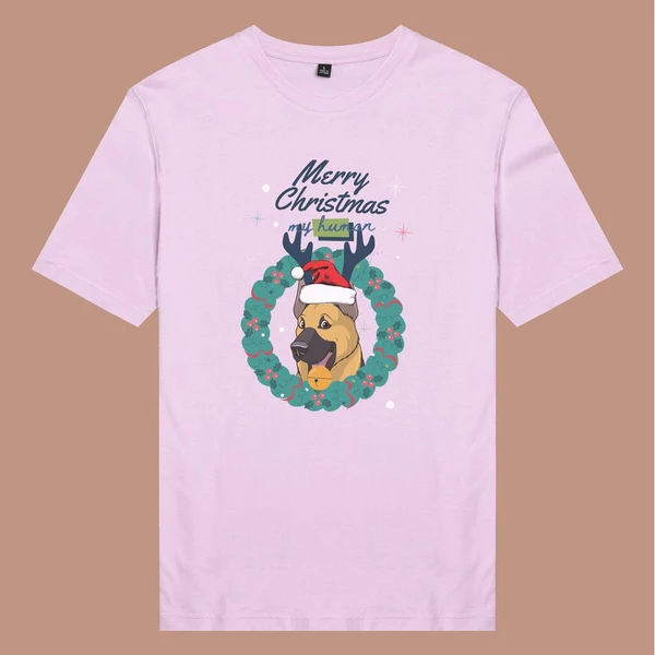 Áo thun unisex cotton 100% in hình Pet Lover Xmas - German Shepherd (nhiều màu)