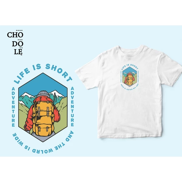 Áo thun tay ngắn unisex Chodole cho cả nam và nữ, chất liệu vải cotton in hình Life Is Short and The World is Wide