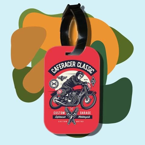 Thẻ hành lý cho túi xách balo du lịch in hình Cafe Racer Rider Classic (nhiều màu)