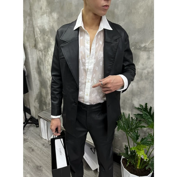Set Leather gồm áo khoác và quần giả da