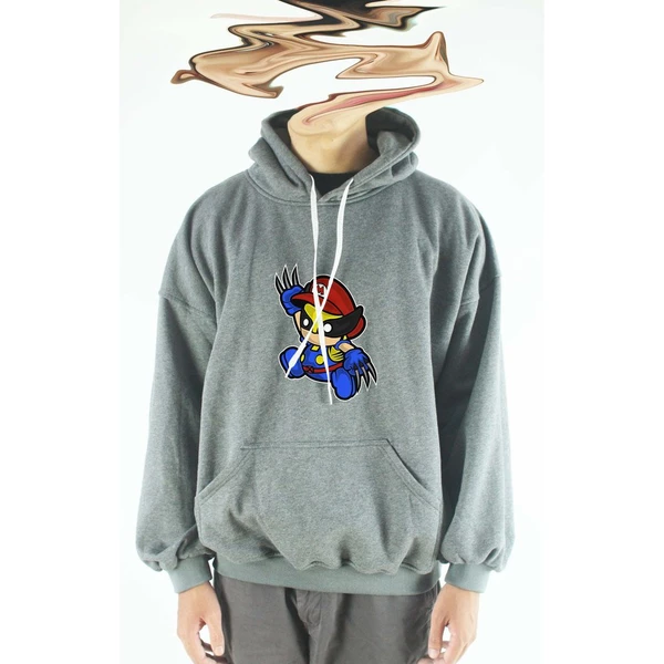 Áo khoác hoodie unisex cotton hình Super Heroes series - Mario Wolverine (nhiều màu)