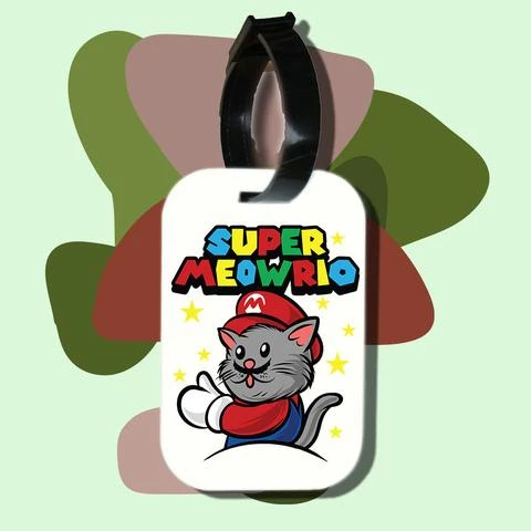 Thẻ hành lý cho túi xách balo du lịch in hình Cat Lover series - Super Meowrio (nhiều màu)