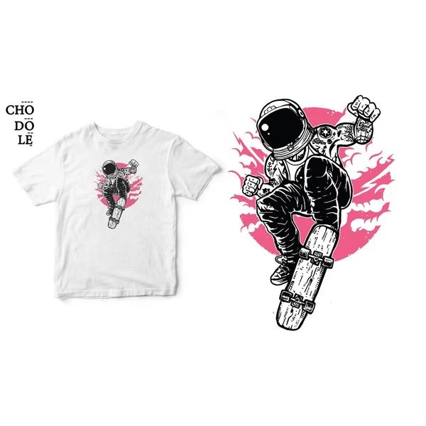 Áo thun cotton 100% in hình space skater.