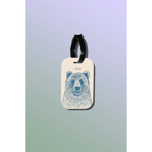 Tag hành lý là loại thẻ hành lý làm bằng gỗ ép cán nhựa cao cấp in hình thú cưng Pet Lovers - Bear Ivory