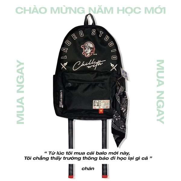 LBA01 Balo Chill With Labeo Chống Nước Mix Khăn badana