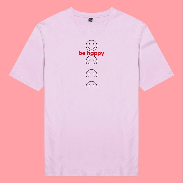 Áo thun ngắn tay unisex Chodole cho cả nam và nữ, chất liệu vải cotton in cotton in hình  Be Happy
