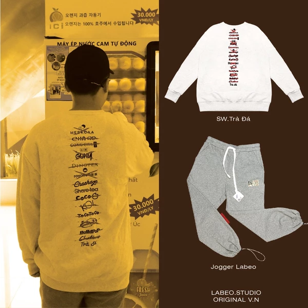 LB51 Áo sweater Trà Sữa, Labeo Áo nỉ local brand oversize dày dặn