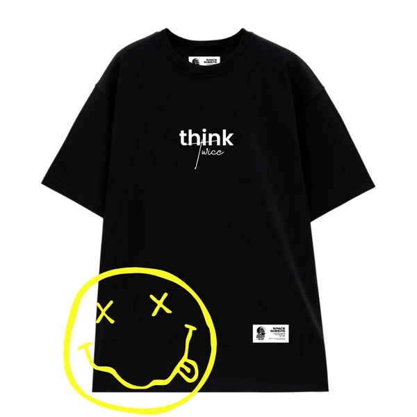 Áo Thun Space Sheeps -  Think Twice, Áo Phông Tay Lỡ Unisex Form Rộng