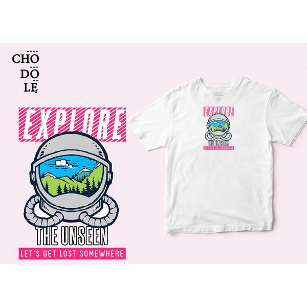 Áo thun ngắn tay unisex Chodole cho cả nam và nữ, chất liệu vải cotton in in hình Explore The Unseen