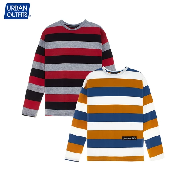 Áo Thun Tay Dài Nữ Nam Urban Outfits Dáng Unisex Shopee Form Rộng Big Size 100kg Kẻ Sọc Ngang 100% Cotton TDO05 Freeship