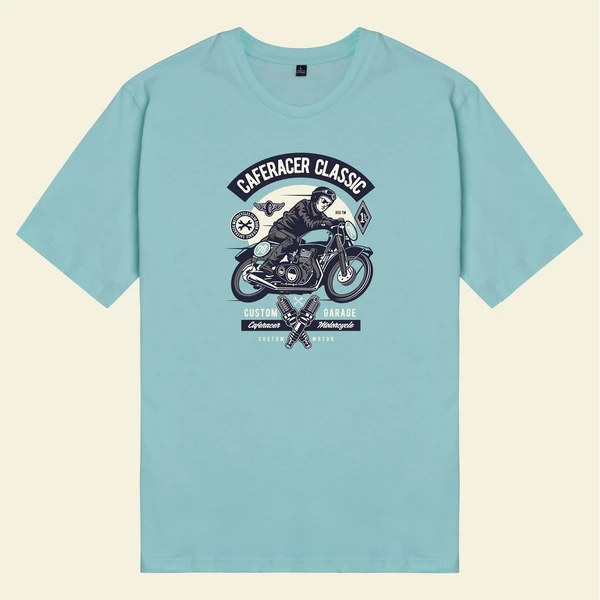 Áo thun ngắn tay unisex Chodole cho cả nam và nữ, chất liệu vải cotton in cotton in hình Cafe Racer, Rider Classic