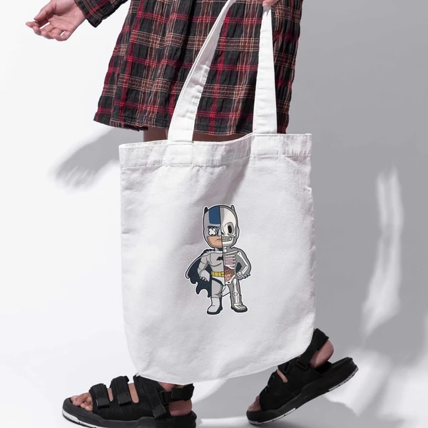 Túi vải tote bag của Chodole chất liệu túi canvas vải bố đẹp in hình độc đáo Half Skeleton - Batman