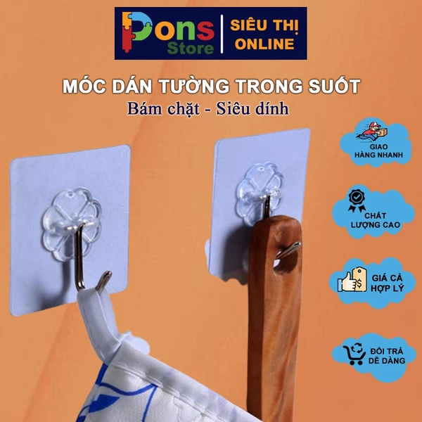 Móc Dán Tường Trong Suốt Bám Chắc Siêu Dính - PON07