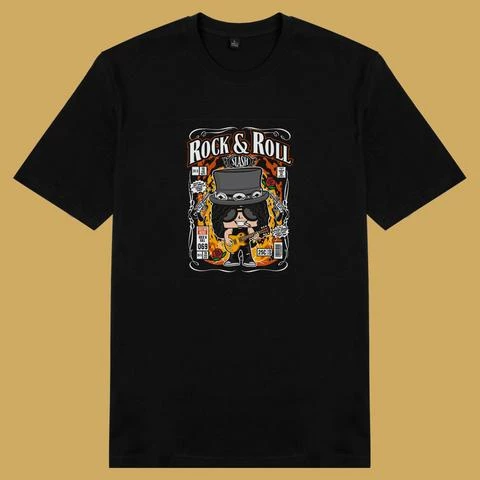 Áo thun tay ngắn unisex Chodole cho cả nam và nữ, chất liệu vải cotton in hình Rock n Roll Slash