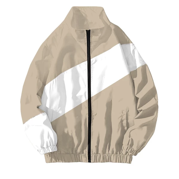Áo Khoác Jacket Dù Unisex Form Rộng iGB Basic Trắng Be Chéo iMA God Breaker