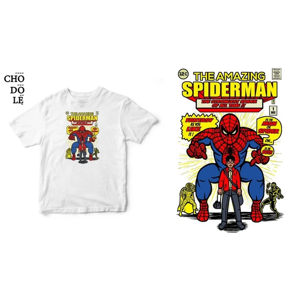 Áo thun tay ngắn unisex Chodole cho cả nam và nữ, chất liệu vải cotton in chữ Super Heroes Series - Amazing Spiderman