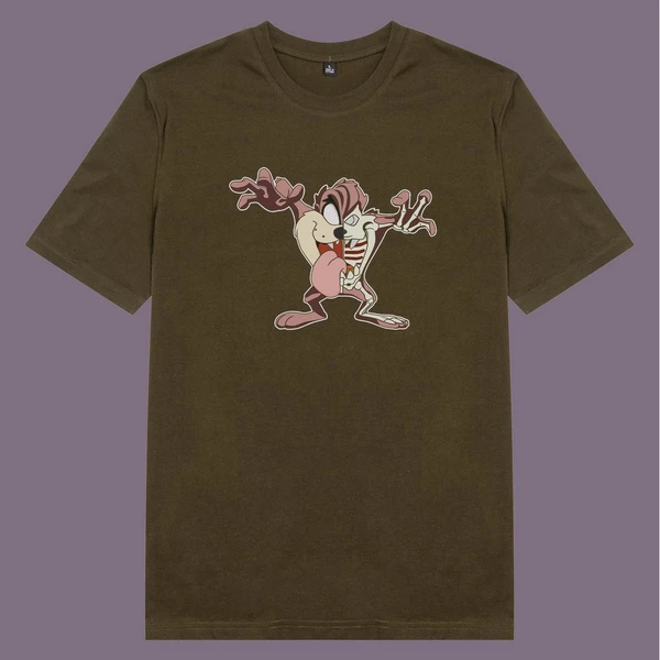 Áo thun tay ngắn unisex Chodole cho cả nam và nữ, chất liệu vải cotton in hình Half Skeleton series - Tazmania