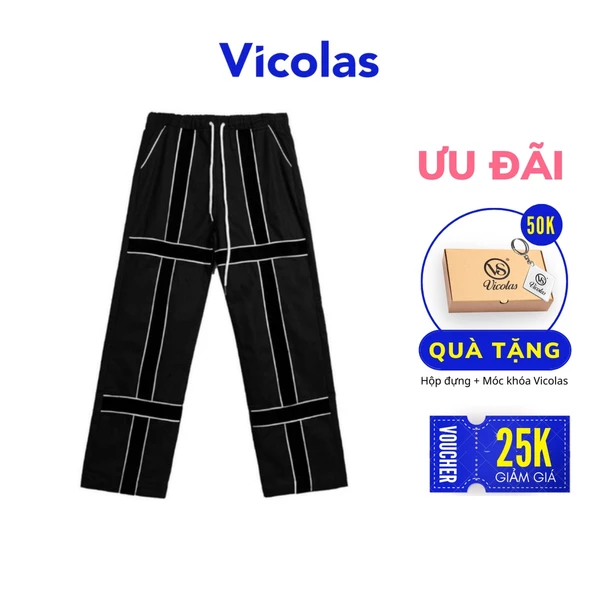 Quần Pants Nam Vải Khaki Thoải Mái Sọc Vuông VICOLAS - KAKI PANTS