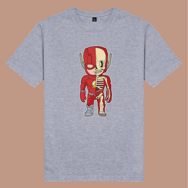 Áo thun ngắn tay unisex Chodole cho cả nam và nữ, chất liệu vải cotton in cotton in hình Half Skeleton series - Flash