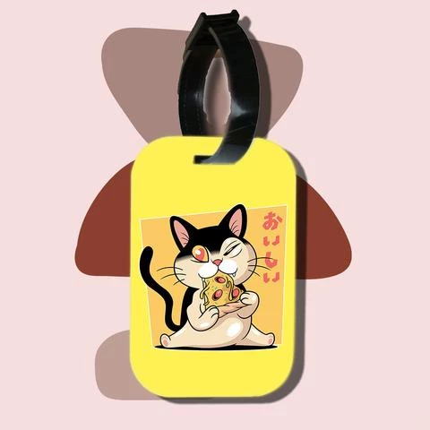 Thẻ hành lý cho túi xách balo du lịch in hình Cat Lover series - Pizza Cat (nhiều màu)