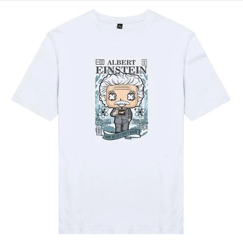 Áo thun ngắn tay unisex Chodole cho cả nam và nữ, chất liệu vải cotton in pop culture cartoon series - Albert Einstein