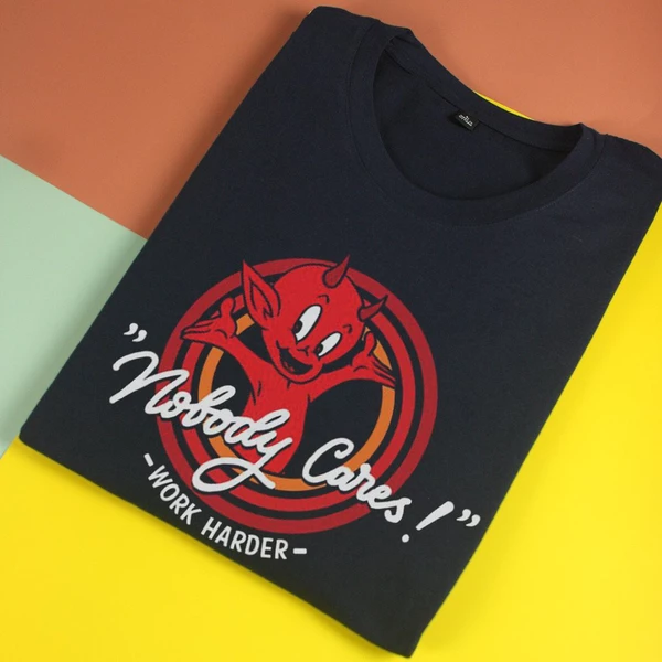  Áo thun ngắn tay unisex Chodole cho cả nam và nữ, chất liệu vải cotton in cotton in hình Nobody cares - Work harder