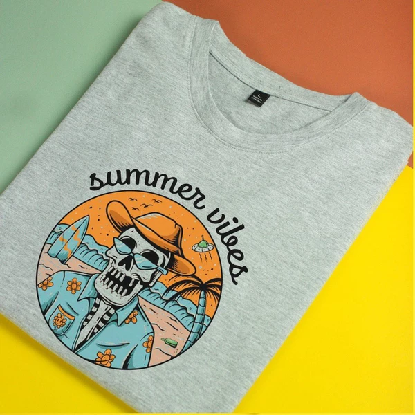 Áo thun tay ngắn unisex Chodole cho cả nam và nữ, chất liệu vải cotton in hình Summer vibe