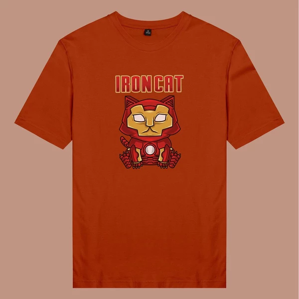 Áo thun tay ngắn unisex Chodole cho cả nam và nữ, chất liệu vải cotton in hình phim thú cưng Cat Lover series - Iron Cat