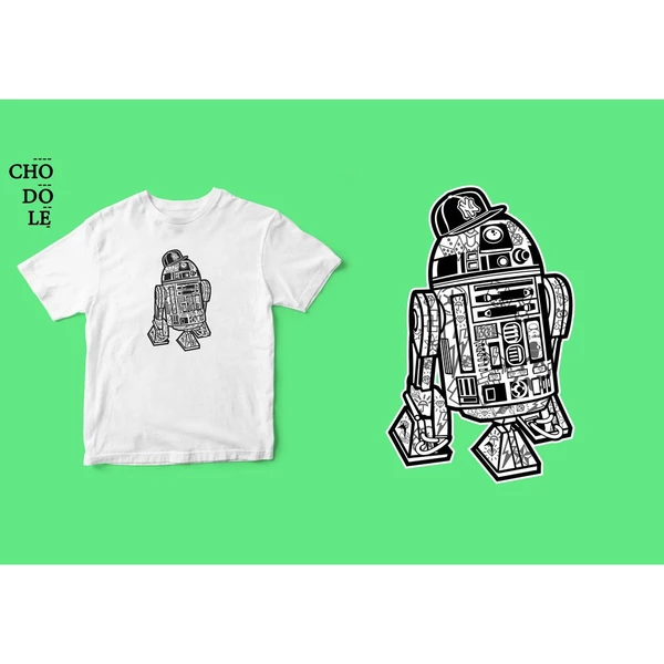Áo thun unisex cotton 100% in hình Super Heroes Series - Street R2D2 (nhiều màu)