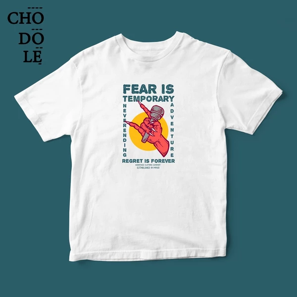 Áo thun tay ngắn unisex Chodole cho cả nam và nữ, chất liệu vải cotton in hình Fear is temporary