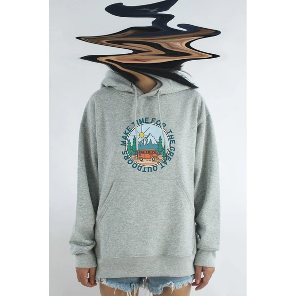 Áo khoác hoodie unisex xẻ tà in hình Great Outdoors Series - Caravan Camping