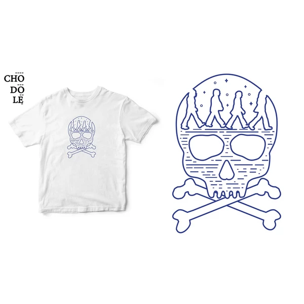 Áo thun tay ngắn unisex Chodole cho cả nam và nữ, chất liệu vải cotton in hình Abbey Skull - The Beatles