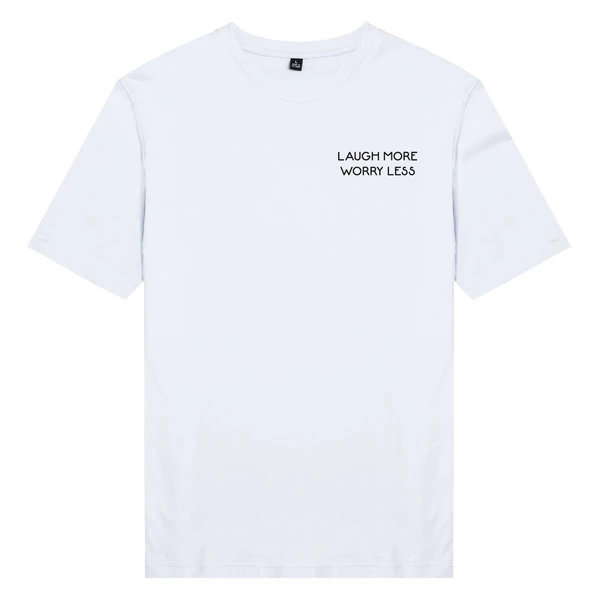 Áo thun ngắn tay unisex Chodole cho cả nam và nữ, chất liệu vải cotton in cotton 100%  in chữ Laugh more, worry less