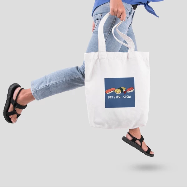 Túi vải tote bag của Chodole chất liệu túi canvas vải bố đẹp in hình độc đáo BUT FIRST, SUSHI
