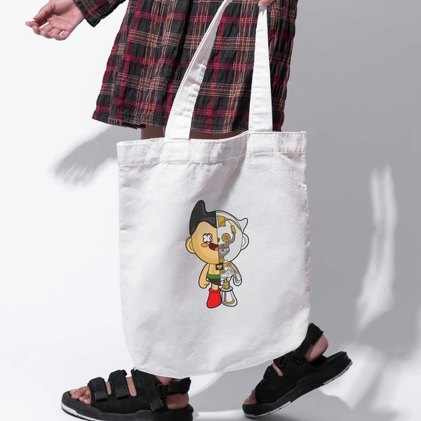 Túi vải tote bag của Chodole chất liệu túi canvas vải bố đẹp in hình độc đáo Half Skeleton - Astroboy