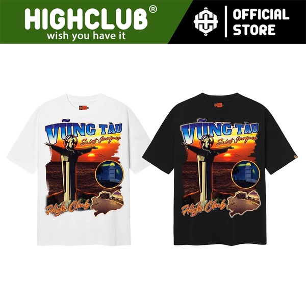 Áo Thun VŨNG TÀU Tay Lỡ Unisex Nam/Nữ Đen/Trắng Cổ Tròn - HIGHCLUB Brand Chính Hãng