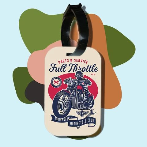 Thẻ hành lý cho túi xách balo du lịch in hình Biker Full Throttle (nhiều màu)