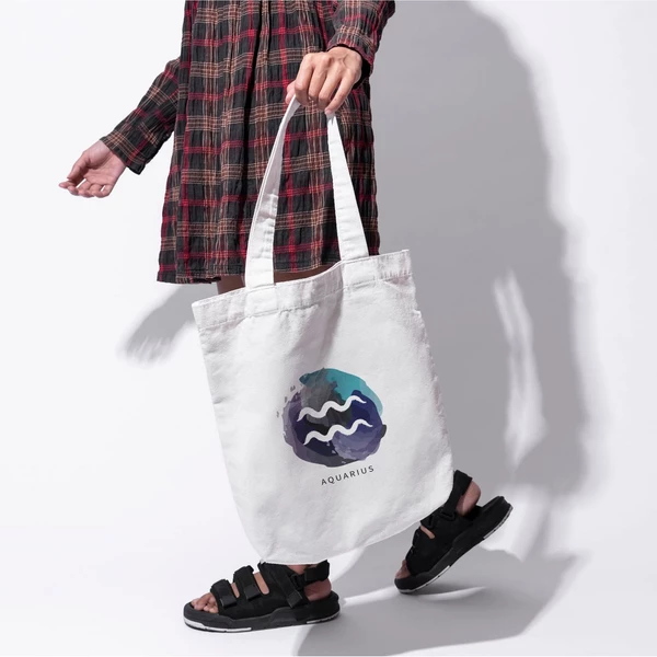 Túi vải canvas in hình Cung hoàng đạo Aquarius Bảo Bình