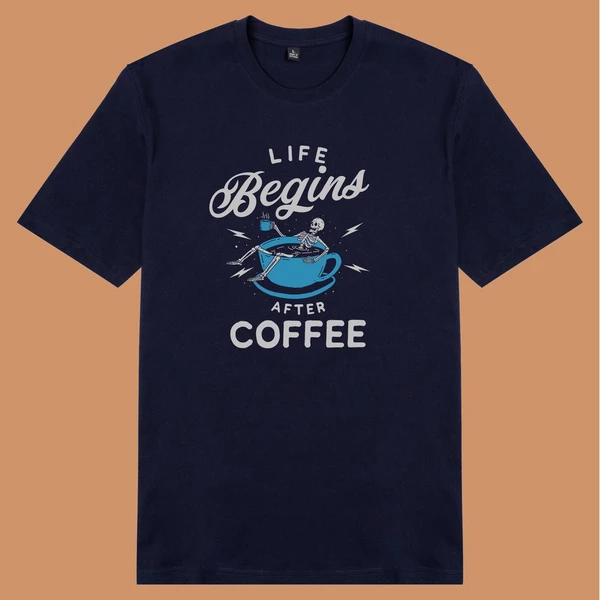 Áo thun tay ngắn unisex Chodole cho cả nam và nữ, chất liệu vải cotton in chữ Life Begin After Coffee