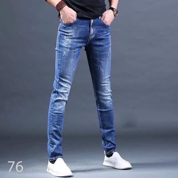 Quần jean nam quần bò chất co dãn thoải mái màu xanh đậm rách cào xước phong cách
