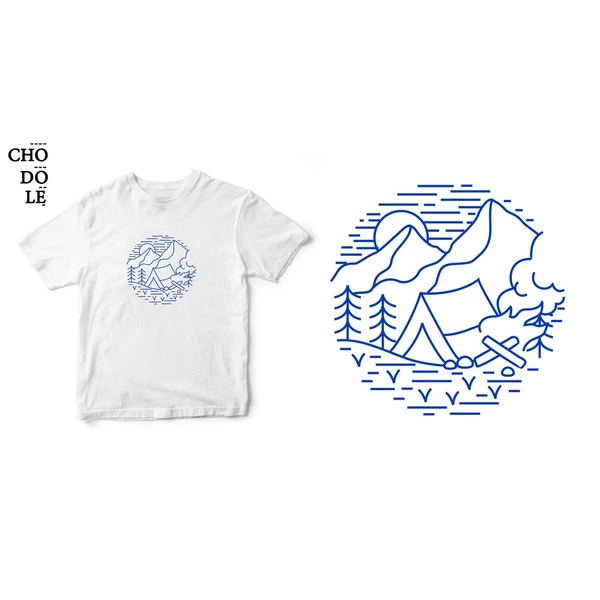 Áo thun ngắn tay unisex Chodole cho cả nam và nữ, chất liệu vải cotton in cotton 100% in hình camping Into the wild