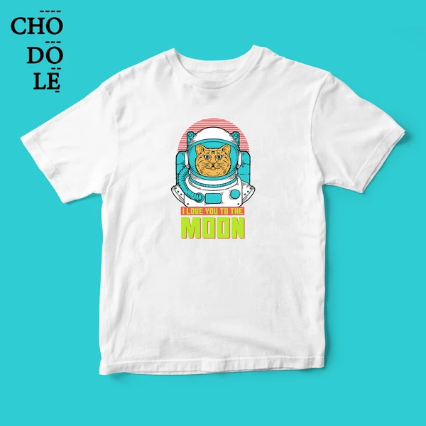 Áo thun tay ngắn unisex Chodole cho cả nam và nữ, chất liệu vải cotton in hình I love you to the moon