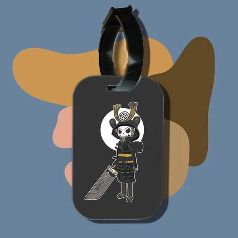 Thẻ hành lý cho túi xách balo du lịch in hình funky cartoon series - skull samurai (nhiều màu)
