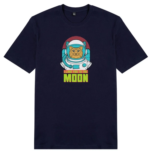 Áo thun ngắn tay unisex Chodole cho cả nam và nữ, chất liệu vải cotton in cotton 100% in hình I love you to the moon
