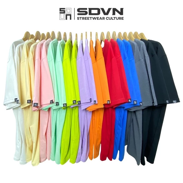 ÁO THUN TRƠN FORM RỘNG UNISEX NAM NỮ SDVN Cotton Thoáng Mát, Tay Lỡ Basic, Nhiều Màu Dày Dặn