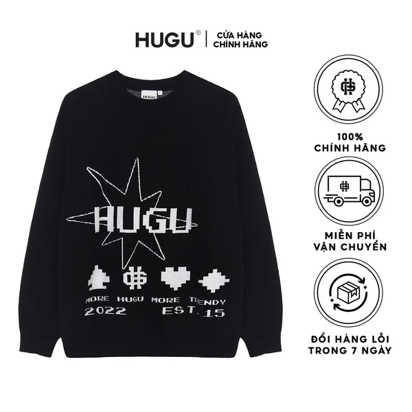 Áo sweater len tay dài HUGU - On The Star - vải len dày dặn, form rộng unisex