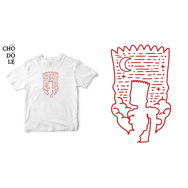 Áo thun tay ngắn unisex Chodole cho cả nam và nữ, chất liệu vải cotton in hình Bart - The simpsons