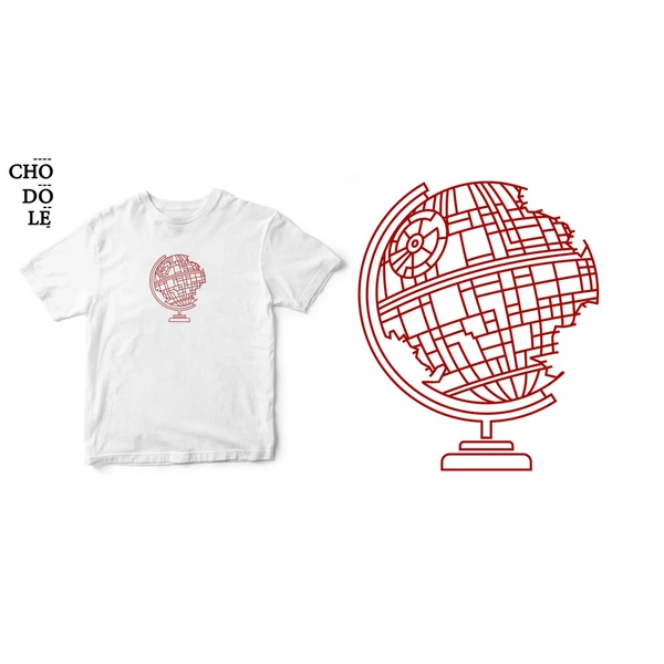Áo thun tay ngắn unisex Chodole cho cả nam và nữ, chất liệu vải cotton in hình Death Globe