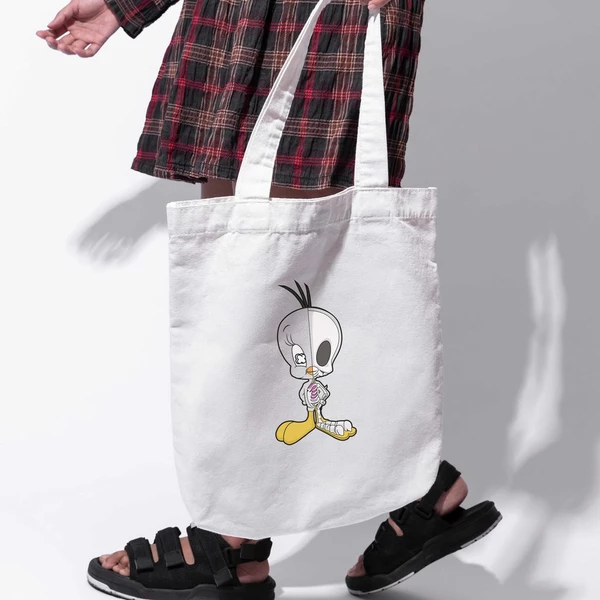 Túi vải tote bag của Chodole chất liệu túi canvas vải bố đẹp in hình độc đáo Half Skeleton - Tweety Half Skeleton